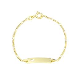 Amor Identarmband Mädchen Kinder Armschmuck, 14 cm, Gold, Herz, Kommt in Schmuck Geschenk Box, 2014332 von Amor