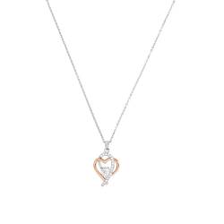 Amor Kette mit Anhänger 925 Sterling Silber Damen Sets, mit Zirkonia synth., 45 cm, Bicolor, Herz, Kommt in Schmuck Geschenk Box, 9291779 von Amor