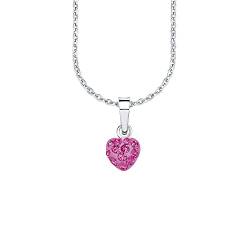 Amor Kette mit Anhänger 925 Sterling Silber Mädchen Kinder Halsschmuck, mit Kristallglas, 35+3 cm, Pink, Herz, Kommt in Schmuck Geschenk Box, 9293544 von Amor