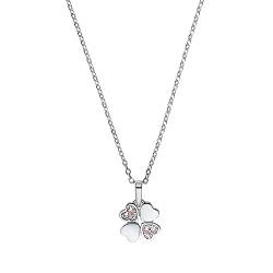 Amor Kette mit Anhänger 925 Sterling Silber Mädchen Kinder Halsschmuck, mit Zirkonia synth., 35+3 cm, Silber, Kleeblatt, Kommt in Schmuck Geschenk Box, 2021273 von Amor