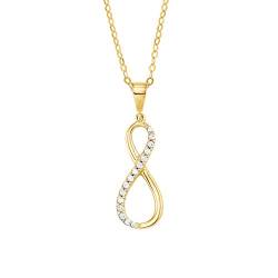 Amor Kette mit Anhänger Damen Halsschmuck, mit Zirkonia synth., 45 cm, Gold, Infinity, Kommt in Schmuck Geschenk Box, 2020243 von Amor