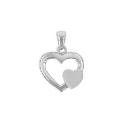 Amor Motivanhänger 925 Sterling Silber Damen Anhänger, 1,9 cm, Silber, Herz, Kommt in Schmuck Geschenk Box, 2017543 von Amor