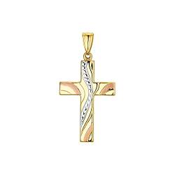 Amor Motivanhänger Damen Anhänger, 3,5 cm, Tricolor, Kreuz, Kommt in Schmuck Geschenk Box, 9038596 von Amor