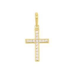 Amor Motivanhänger Damen Anhänger, mit Zirkonia synth., 1,7 cm, Gold, Kreuz, Kommt in Schmuck Geschenk Box, 2034135 von Amor