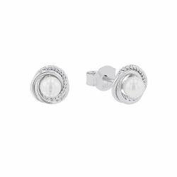 Amor Ohrstecker 925 Sterling Silber Damen Ohrschmuck, mit Muschelkernperle, 0,8 cm, Weiß, Kommt in Schmuck Geschenk Box, 2038058 von Amor