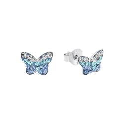 Amor Ohrstecker 925 Sterling Silber Mädchen Kinder Ohrschmuck, mit Preciosa, 0,6 cm, Silber, Schmetterling, Kommt in Schmuck Geschenk Box, 9540761 von Amor