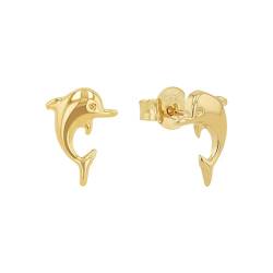 Amor Ohrstecker Damen Ohrschmuck, 1 cm, Gold, Delphin, Kommt in Schmuck Geschenk Box, 9979356 von Amor