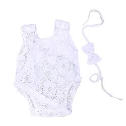 Amorar Baby Mädchen Overall Kleider Romper Outfit Neugeborene Fotografie Prop Kleidung Lace hohlen niedlichen Bogen Spielanzug Fotografie Strampler Kleid Zubehör + Stirnbänder Set von Amorar