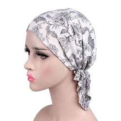 Amorar Chemotherapie Deckel, Damen Baumwolle Chemo Schal Hut Turban Bandana Kopf Schals Pre-Tied Haarausfall Kopftuch Elastische Kopfbedeckungen Headscarf für Krebs von Amorar