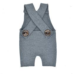 Amorar Neugeborene Stricken Knopf Spielanzug, Baby Fotografie Hut hundert Tage Fotografie Studio Fotografie Kleid Zubehör Fotografie Prop Overalls Hosen für Junge Mädchen (One Size, Grau) von Amorar