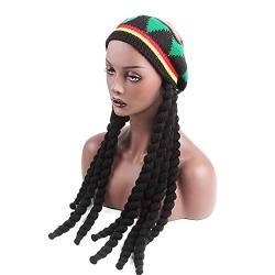 Amorar Perücke Beanie Strickmütze mit Dreadlocks Jamaika-Mütze Rasta Reggae Hiphop Rap Strickhüte Oversize Haube Fancy Dress Special Kappe von Amorar