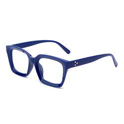 Amorays Lesebrille Oversize Square Frame Vintage Anti Blaue Licht Lesebrille Lesehilfe Damen Herren 6561, blau, 2.00 von Amorays