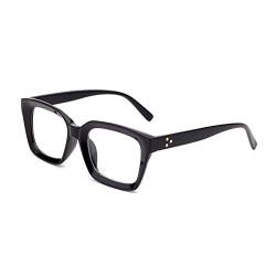 Amorays Mode lesen Sonnenbrille UV400 Schutz übergroßen quadratischen Rahmen mit Frühling Reißverschluss Lesebrille für Frauen Männer (Schwarz, 3.50) von Amorays