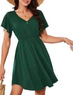 Amoretu A-Linie Kleid Damen Sommer Weich Kleid Einfarbig Kleider 2024 Dunkelgrün X XL von Amoretu