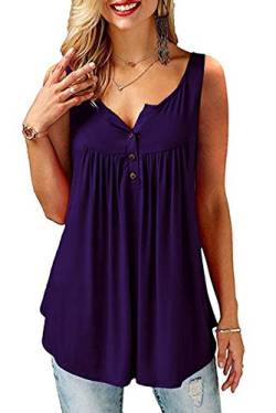 Amoretu Damen Tops Ärmellos Schulterfrei Oberteil V Ausschnnitt Tshirt Sommer Tunika Bluse Asymmetrisch Violett M von Amoretu