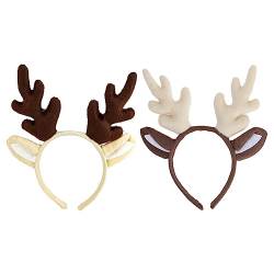 2 Stück Rentier-Geweih Stirnband für Kinder, Weihnachts-Geweih, Geschenk für Weihnachten, Thanksgiving Day (Milchweiß + ) von Amosfun