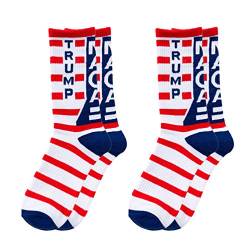 Amosfun 2 Paare 2020 Amerikanische Flagge Socken Casual Crew Kleid Socken 2020 Socken für Präsident Trump Wahl Väter Geschenk (Blau) von Amosfun