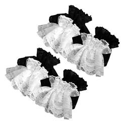 Amosfun 2 Pairs Lolita Spitze Manschetten Handgelenk Manschette Armband Falsche Ärmeln Handfesseln für Hochzeit Party Assorted Farbe von Amosfun