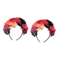 Amosfun 2St Halloween-Party-Stirnband Halloween-Cosplay-Stirnband mexikanischer Blumenkopfschmuck Haarschmuck für Damen halloween haarreif mexikanische Kleidung Damen-Resort-Wear-Kleider von Amosfun
