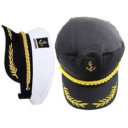 Amosfun 2st Weißer Kapitän Seemann Geschenke Geschenk Für Männer Reisen Offiziersmütze Baumwolle Polyester Cosplay von Amosfun