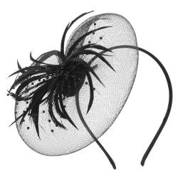 Amosfun Fascinator Hut Elegante Feder Net Mesh Derby Tee Party Hüte Headwear Elegante Cocktail Hochzeit Stirnbänder für Frauen Mädchen Schwarz von Amosfun