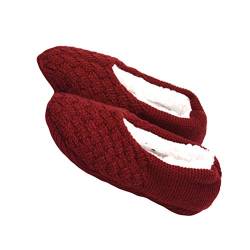 Amosfun Fuzzy Zopfmuster Slipper Socken rutschfeste Leichte Hausschuhe Flauschige Socke 1 Paar Rotwein Größe 39-42 von Amosfun