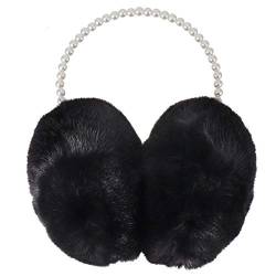 Amosfun Warm Earmuffs mit Perle warme Ohrenschützer Pelzige Süße Ohrenwärmer winter Plüsch Ohrenschützer warmer Kälteschutz für Damen Mädchen (Schwarz) von Amosfun