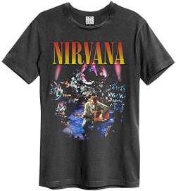 AMPLIFIED Nirvana Collection - Unplugged In New York Men's T-Shirt Charcoal Band Merch Bands von Amplified