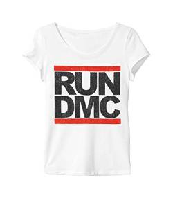 Amplified Damen Run DMC Logo Ladies Crew Tee T-Shirt, Weiß, 32 (Herstellergröße:X-Small) von Amplified