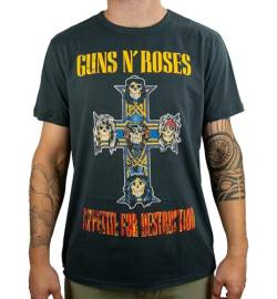 Amplified Damen T-Shirt Guns N Roses-Appetite for Destruction, Grau (Charcoal Cc), L von Amplified