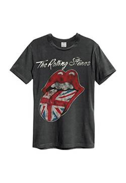 Amplified Herren Rolling Stones UK Tongue T-Shirt, Grau (Charcoal), (Herstellergröße: X-Large) von Amplified