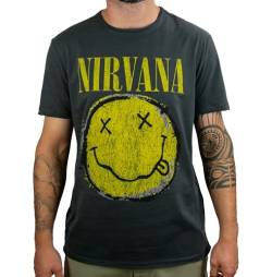 Amplified Shirt Nirvana Worn Out Smiley, XXL, Grau von Amplified