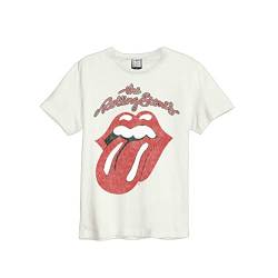 Amplified - The Rolling Stones Vintage Tongue T-Shirt für Erwachsene, Unisex, Weiß, Retro, XXL von Amplified