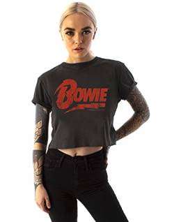 Amplifiziertes David Bowie T-Shirt Kulturelle Frauen Damenband Logo graue Oberse von Amplified