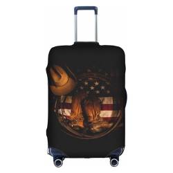 Amrole Gepäckabdeckung, Kofferabdeckung, Protektoren, Gepäckschutz, passend für 45,7 - 76,2 cm große Gepäck, einfarbig, Schwarz, Amerikanische Flagge mit Cowboystiefeln, XL von Amrole