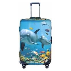 Amrole Gepäckabdeckung, Kofferabdeckung, Protektoren, Gepäckschutz, passend für 45,7 - 76,2 cm große Gepäck, reflektierend, quadratisch, Ocean Delphin Blick auf Sie, XL von Amrole