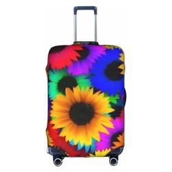 Gepäckabdeckung, Kofferabdeckung, Protektoren, Gepäckschutz, passend für 45,7 - 76,2 cm Gepäck, afrikanischer Schlammstoff, Tribal, Regenbogen-Sonnenblume, L von Amrole