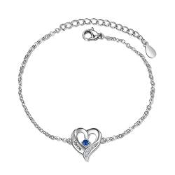 Amsgedhie Personalisierte Damen Armband (Name eingraviert) Herz-Muster Familie Armband Muttertag Jahrestag Geburtstag Geschenk (Name 5, Silber) von Amsgedhie