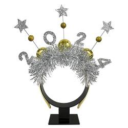 Amsixo 2024 Neujahr Stirnband Frohes Neues Jahr Kopfschmuck Weihnachten Party Haarreifen Festival Haarbänder Pailletten Kopfbedeckung Neujahr Haarschmuck von Amsixo