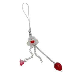 Amsixo COSSIKA Schlüsselanhänger-Anhänger, bunter Erdbeer-Quallen-Schlüsselanhänger, Ozean-inspirierte bunte Schlüsselanhänger, Ornament, tragbare Fransen-Telefonkette von Amsixo