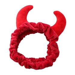 Plüsch Ochse Teufelshörner Stirnband Make-up Dusche Waschen Gesicht Sport Samt Haarband Weiblich Mädchen Lustig Festival Neujahr Party Bandana Turban Schönheit Stirnband für Gesichtswäsche von Amsixo