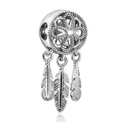Amuefer Dreamcatcher Charms für Armbänder Halsketten, 925 Sterling Silber Dangle Schmuck Geschenk für Frauen Mädchen von Amuefer