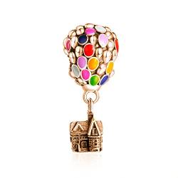 Amuefer Hot Air Balloon Charms Charm Armband 925 Sterling Silber Dangle Anhänger Bead, Mädchenschmuck Geschenke für Frauen Armband Halskette von Amuefer