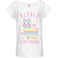 Amufun Alpacasso Spirit Animal Damen Loose-Shirt weiss von Amufun