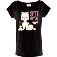 Amufun Alpacasso Spit Happens Damen Loose-Shirt schwarz von Amufun