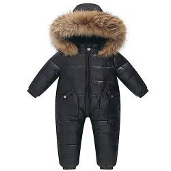 Amur Leopard Kinder Daunenjacke einteiliger Overall Warmer Baby Jungen Mädchen Winter Bekleidung, Schwarz, 110 von Amur Leopard