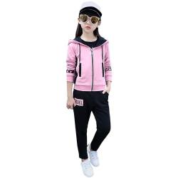 Amur Leopard Kinder Mädchen Jogginganzug Sportanzug Trainingsanzug 3tlg Sweatjacke & Langarmshirt & Sweathose Bekleidungsset, 116, Rosa von Amur Leopard