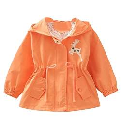 Amur Leopard Kinder Mädchen Übergangsjacke Winddichte Mantel Outdoor Windjacke mit Kapuze für Frühling und Herbst, Orange, 92-98 (Etikettgröße: 100) von Amur Leopard