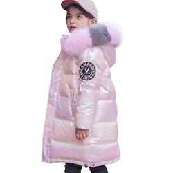 Amur Leopard Kinder Winterjacke Mädchen Wintermantel Warm Daunenjacke Steppjacke Kinderjacke mit Fellkapuze, Rosa, 122-128 von Amur Leopard