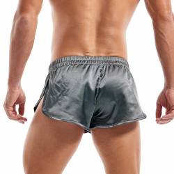 AMY COULEE Sexy Herren-Boxershorts, geteilte Seiten, leicht, seidig, Jockstrap, dunkelgrau, X-Groß von Amy Coulee